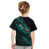 Personalised Aotearoa Kid T Shirt Silver Fern Mix Paua Shell Polynesian Pattern LT01 - Polynesian Pride