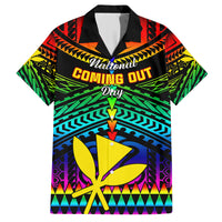 Personalised Hawaii Hawaiian Shirt Kanaka Maoli Kakau 2023 National Coming Out Day LT01 Black - Polynesian Pride