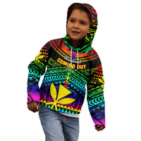 Personalised Hawaii Kid Hoodie Kanaka Maoli Kakau 2023 National Coming Out Day LT01 - Polynesian Pride