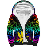 Personalised Hawaii Sherpa Hoodie Kanaka Maoli Kakau 2023 National Coming Out Day LT01 Unisex Black - Polynesian Pride