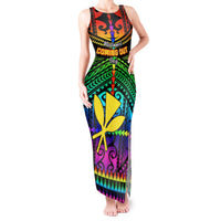 Personalised Hawaii Tank Maxi Dress Kanaka Maoli Kakau 2023 National Coming Out Day LT01 Women Black - Polynesian Pride