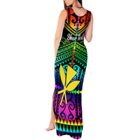 Personalised Hawaii Tank Maxi Dress Kanaka Maoli Kakau 2023 National Coming Out Day LT01 - Polynesian Pride