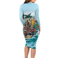 Personalized Aloha Hawaii Skeleton Family Matching Long Sleeve Bodycon Dress and Hawaiian Shirt Tropical Summer Vibe LT01 - Polynesian Pride