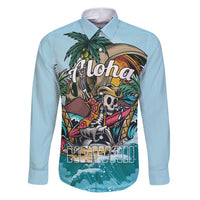 Personalized Aloha Hawaii Skeleton Family Matching Puletasi and Hawaiian Shirt Tropical Summer Vibe