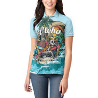 Personalized Aloha Hawaii Skeleton Women Polo Shirt Tropical Summer Vibe