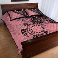 Cook Islands Turtle Quilt Bed Set Stars and Hibiscus - Pink
