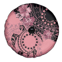 Cook Islands Turtle Spare Tire Cover Stars and Hibiscus - Pink