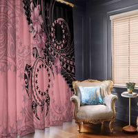 Cook Islands Turtle Window Curtain Stars and Hibiscus - Pink