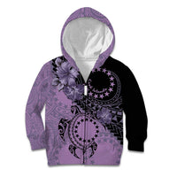 Cook Islands Turtle Kid Hoodie Stars and Hibiscus - Purple