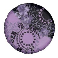 Cook Islands Turtle Spare Tire Cover Stars and Hibiscus - Purple