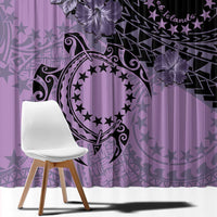 Cook Islands Turtle Window Curtain Stars and Hibiscus - Purple