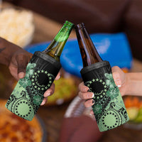 Cook Islands Turtle 4 in 1 Can Cooler Tumbler Stars and Hibiscus - Green