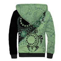 Cook Islands Turtle Sherpa Hoodie Stars and Hibiscus - Green