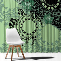 Cook Islands Turtle Window Curtain Stars and Hibiscus - Green
