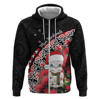 New Zealand Christmas Meri Kirihimete Hoodie Santa Hei Tiki Pohutukawa