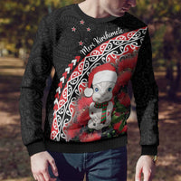 New Zealand Christmas Meri Kirihimete Ugly Christmas Sweater Santa Hei Tiki Pohutukawa