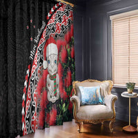 New Zealand Christmas Meri Kirihimete Window Curtain Santa Hei Tiki Pohutukawa