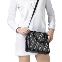 Grayscale Monstera Shoulder Handbag Polynesian Tribal Pattern - Polynesian Pride