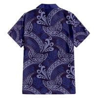 Deep Blue Monstera Family Matching Tank Maxi Dress and Hawaiian Shirt Polynesian Tribal Pattern LT01 - Polynesian Pride