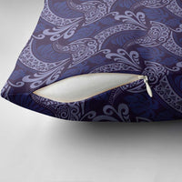 Deep Blue Monstera Pillow Cover Polynesian Tribal Pattern - Polynesian Pride