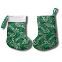 Forest Green Monstera Christmas Stocking Polynesian Tribal Pattern - Polynesian Pride