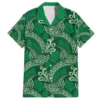 Forest Green Monstera Family Matching Off Shoulder Maxi Dress and Hawaiian Shirt Polynesian Tribal Pattern LT01 Dad's Shirt - Short Sleeve Green - Polynesian Pride