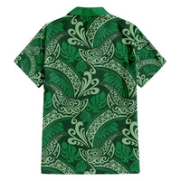Forest Green Monstera Family Matching Off Shoulder Maxi Dress and Hawaiian Shirt Polynesian Tribal Pattern LT01 - Polynesian Pride