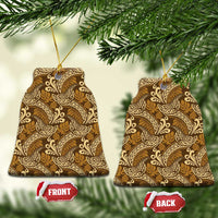 Brown Gold Monstera Ceramic Ornament Polynesian Tribal Pattern - Polynesian Pride