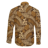 Brown Gold Monstera Family Matching Off Shoulder Maxi Dress and Hawaiian Shirt Polynesian Tribal Pattern - Polynesian Pride