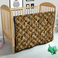 Brown Gold Monstera Quilt Polynesian Tribal Pattern - Polynesian Pride