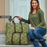 Olive Green Monstera Travel Bag Polynesian Tribal Pattern - Polynesian Pride