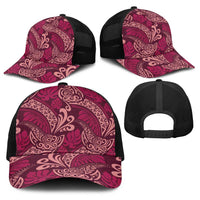 Sweet Pink Monstera Baseball Net Cap Polynesian Tribal Pattern - Polynesian Pride