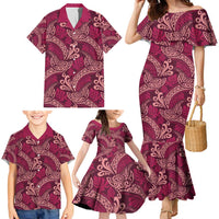 Sweet Pink Monstera Family Matching Mermaid Dress and Hawaiian Shirt Polynesian Tribal Pattern LT01 - Polynesian Pride