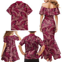 Sweet Pink Monstera Family Matching Mermaid Dress and Hawaiian Shirt Polynesian Tribal Pattern LT01 - Polynesian Pride