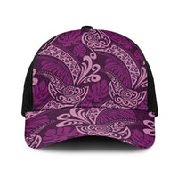 Royal Purple Monstera Baseball Net Cap Polynesian Tribal Pattern - Polynesian Pride