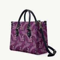 Royal Purple Monstera Leather Bag Polynesian Tribal Pattern - Polynesian Pride
