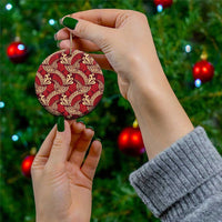 Luxury Red Monstera Ceramic Ornament Polynesian Tribal Pattern - Polynesian Pride