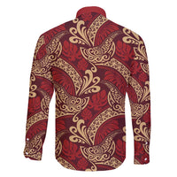 Luxury Red Monstera Family Matching Off Shoulder Maxi Dress and Hawaiian Shirt Polynesian Tribal Pattern LT01 - Polynesian Pride