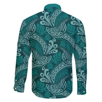 Teal Monstera Family Matching Off Shoulder Short Dress and Hawaiian Shirt Polynesian Tribal Pattern - Polynesian Pride