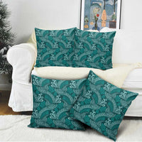 Teal Monstera Pillow Cover Polynesian Tribal Pattern - Polynesian Pride