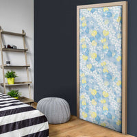 Anthurium Plumeria Lei Pastel Door Cover Blue Hawaiian Splendid Palaka