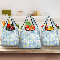 Anthurium Plumeria Lei Pastel Grocery Bag Blue Hawaiian Splendid Palaka