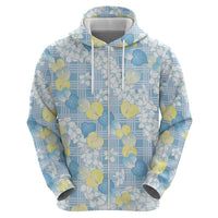 Anthurium Plumeria Lei Pastel Hoodie Blue Hawaiian Splendid Palaka