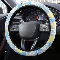 Anthurium Plumeria Lei Pastel Steering Wheel Cover Blue Hawaiian Splendid Palaka