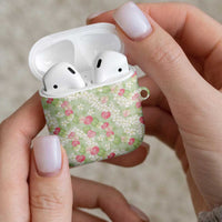 Anthurium Plumeria Lei Pastel AirPods Case Green Hawaiian Splendid Palaka