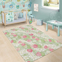 Anthurium Plumeria Lei Pastel Area Rug Green Hawaiian Splendid Palaka