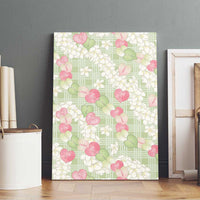 Anthurium Plumeria Lei Pastel Canvas Wall Art Green Hawaiian Splendid Palaka