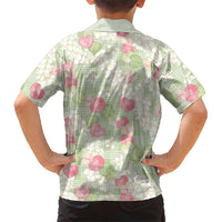 Anthurium Plumeria Lei Pastel Family Matching Mermaid Dress and Hawaiian Shirt Green Hawaiian Splendid Palaka LT01 - Polynesian Pride