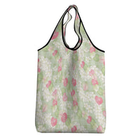 Anthurium Plumeria Lei Pastel Grocery Bag Green Hawaiian Splendid Palaka