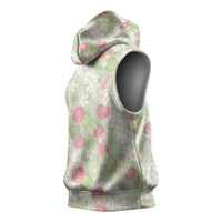 Anthurium Plumeria Lei Pastel Sleeveless Hoodie Green Hawaiian Splendid Palaka